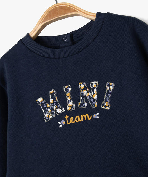 Baby Girl Long-Sleeved 2-in-1 Floral Dress – Navy
