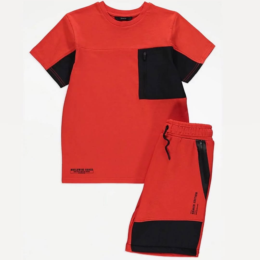 George Boys Matching Set – Red & Black