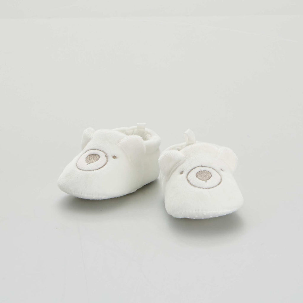 Baby Velvet Slippers with Embroidered Detail