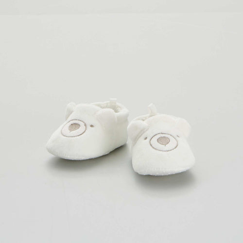 Baby Velvet Slippers with Embroidered Detail