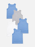 Primark Boys Cotton Vests – 5 Pack – Blue, Grey & White