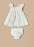 Juniors Broderie Dress & Bloomers Set – Ivory