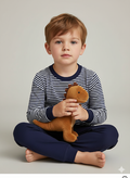George Kids Navy Stripe Long Sleeve Pyjama Set