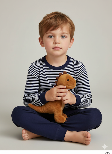 George Kids Navy Stripe Long Sleeve Pyjama Set