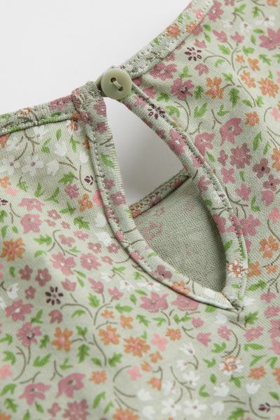 H&M Girls Pastel Floral Dress with Ruffle Shoulders