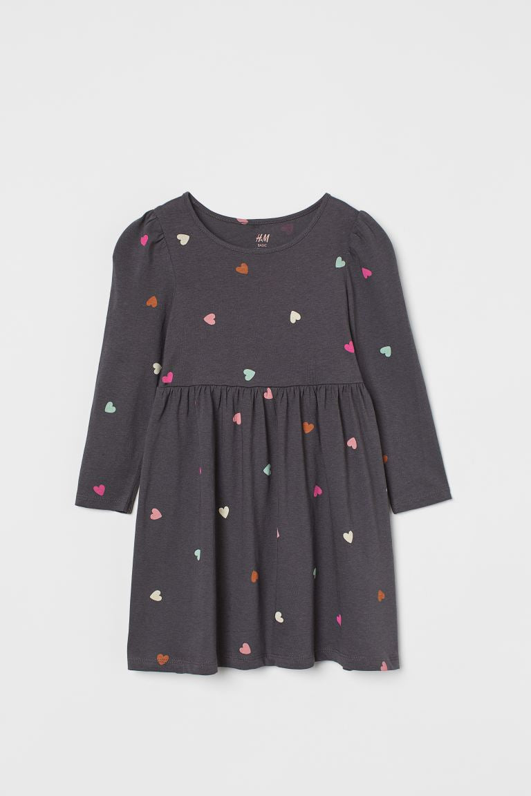H&M Girls Heart Print Jersey Dress
