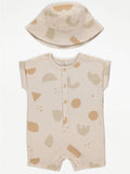 George Baby Muslin Romper & Sun Hat Set