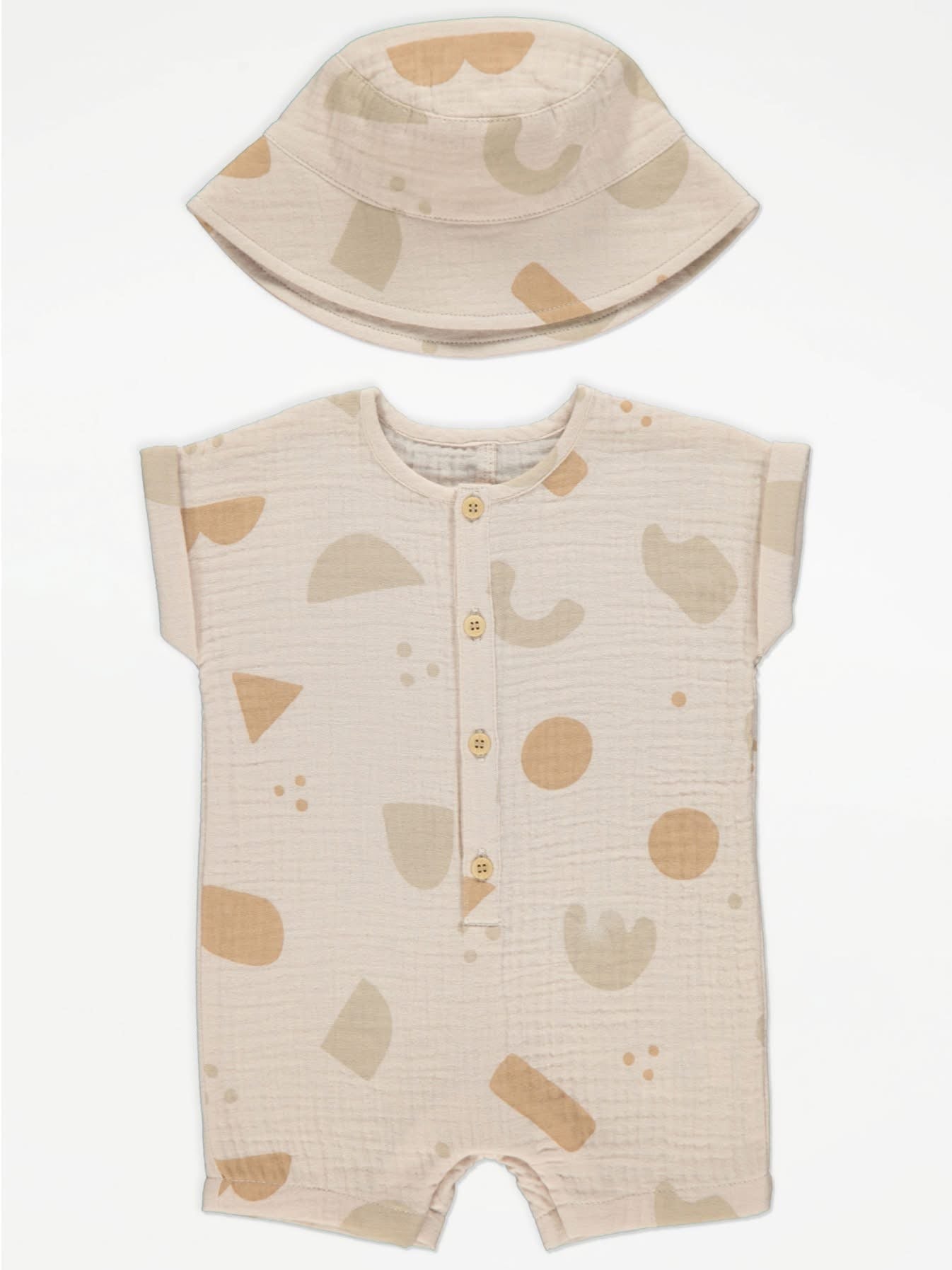 George Baby Muslin Romper & Sun Hat Set