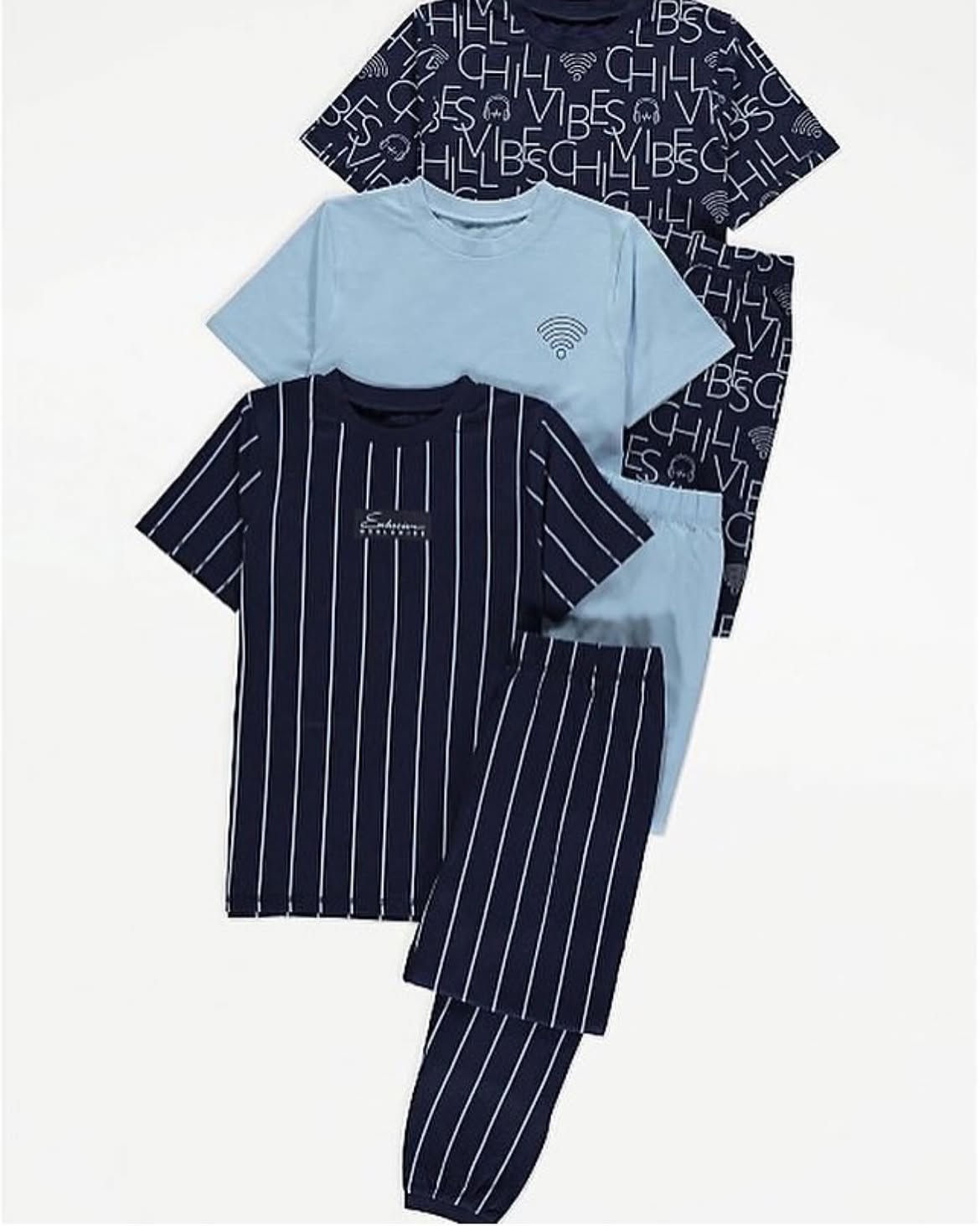 George Kids  Mix & Match Pyjama Set – Navy & Sky Blue