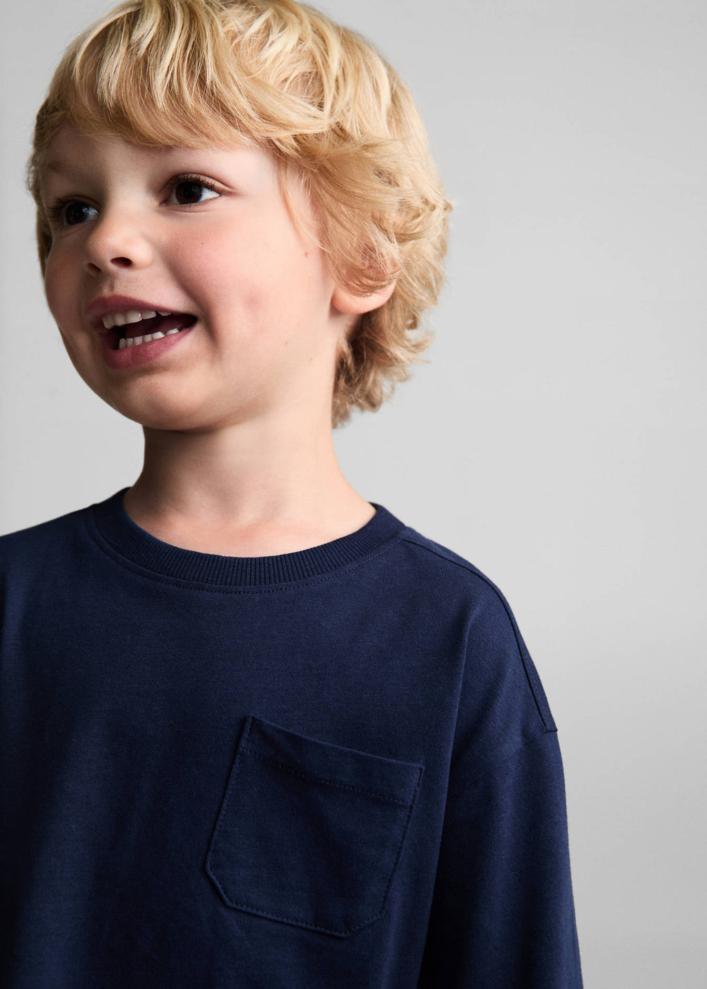 Mango Kids Navy Long Sleeve Pocket T-Shirt