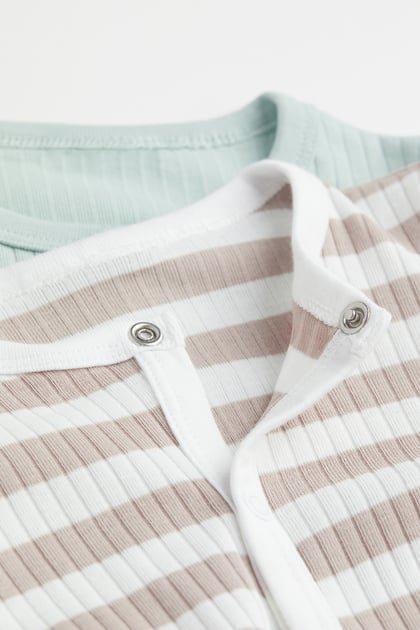 H&M 2-Pack Ribbed Cotton Rompers