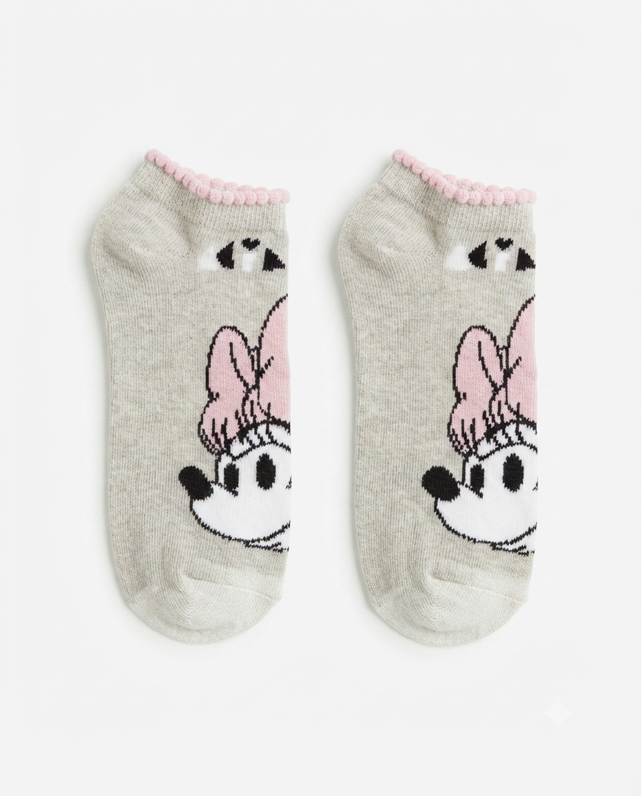 Primark Girls Character Ankle Socks – Minnie Mouse & Stitch