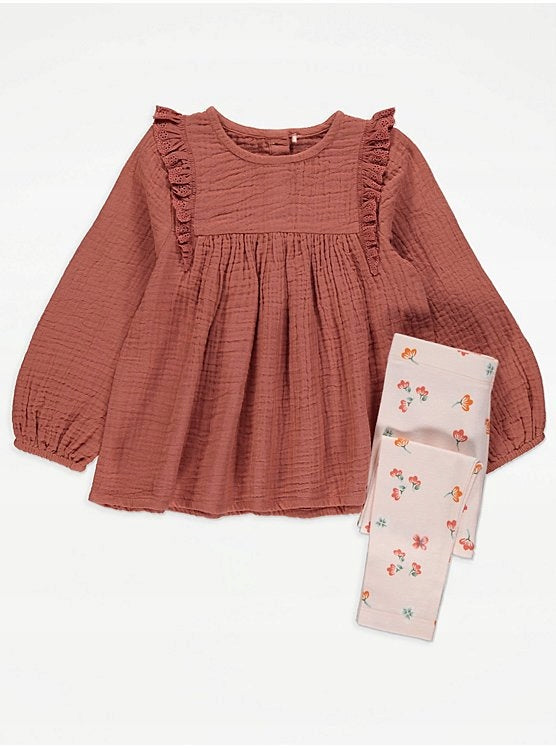 George Muslin Tunic & Floral Leggings Set