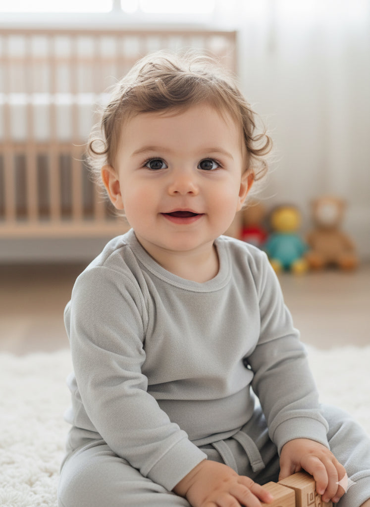 Grey Velour Top & Trousers Baby Outfit
