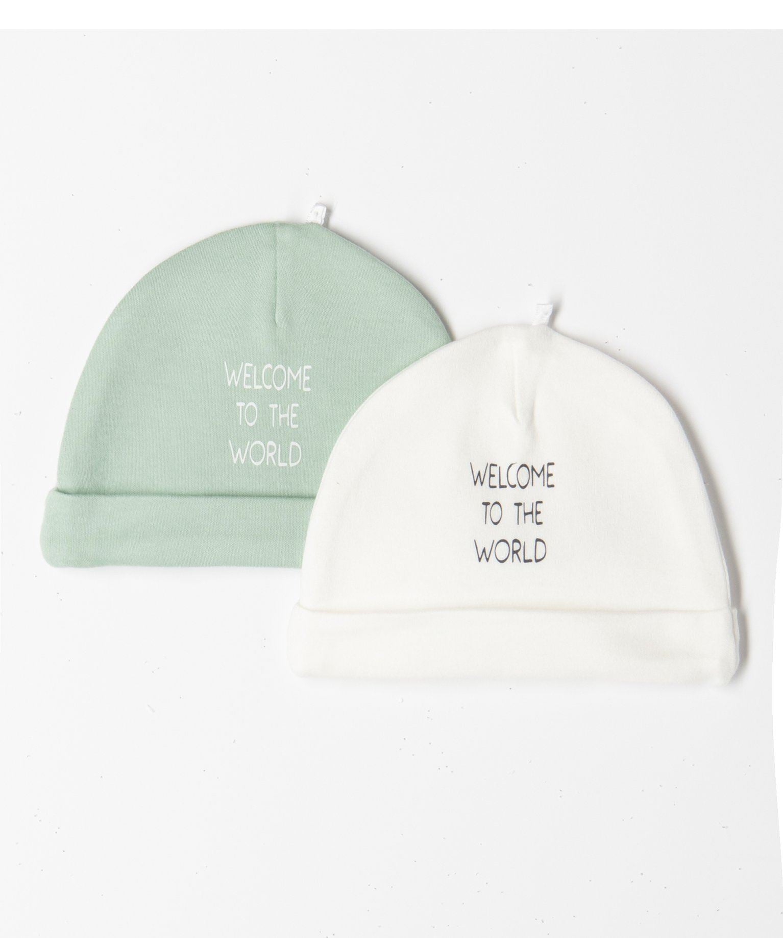 Newborn Jersey Hats – Set of 2 (Welcome to the World)