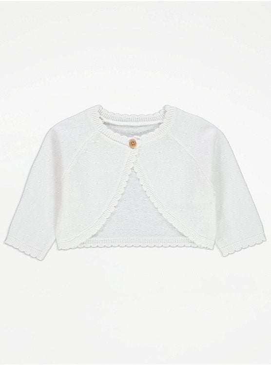 George White Knit Bolero Cardigan