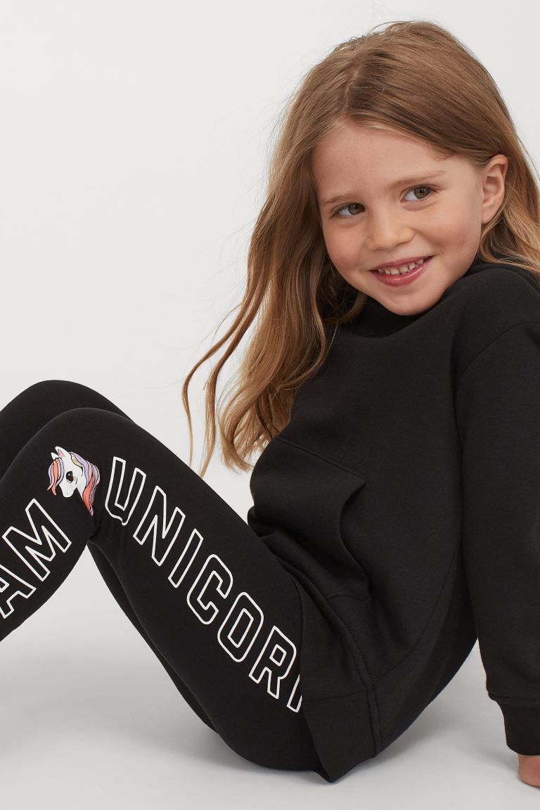 H&M Girls Black Team Unicorn Leggings |