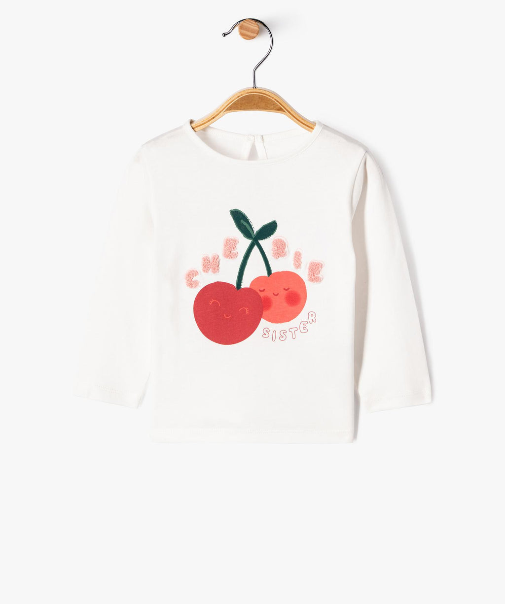 Cherry Print Top & Denim Pants Set for Girls
