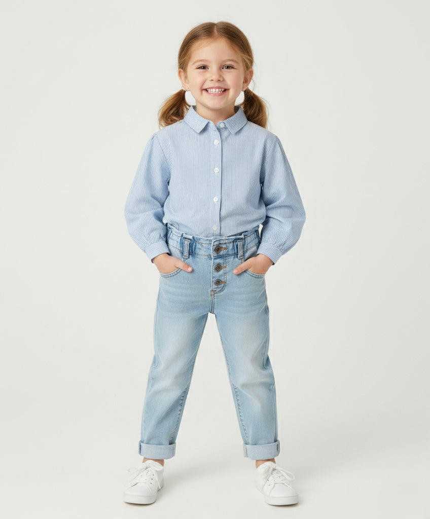 Gemo Classic Blue Shirt & Denim Set – Kids Outfit