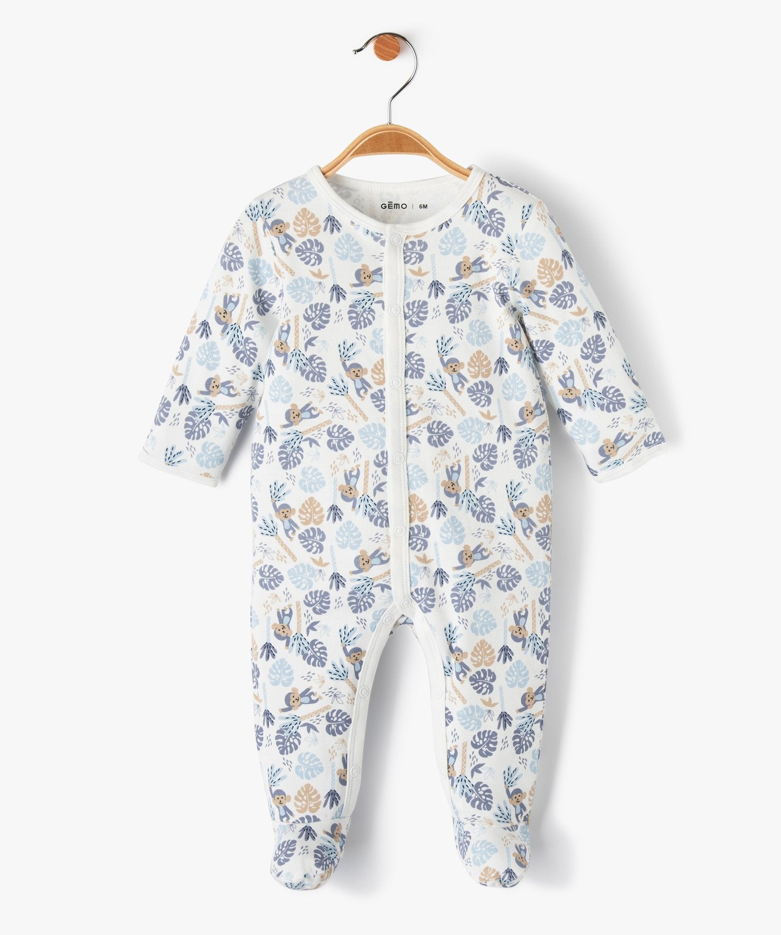 GÉMO Baby Jungle Monkey Print Sleepsuit