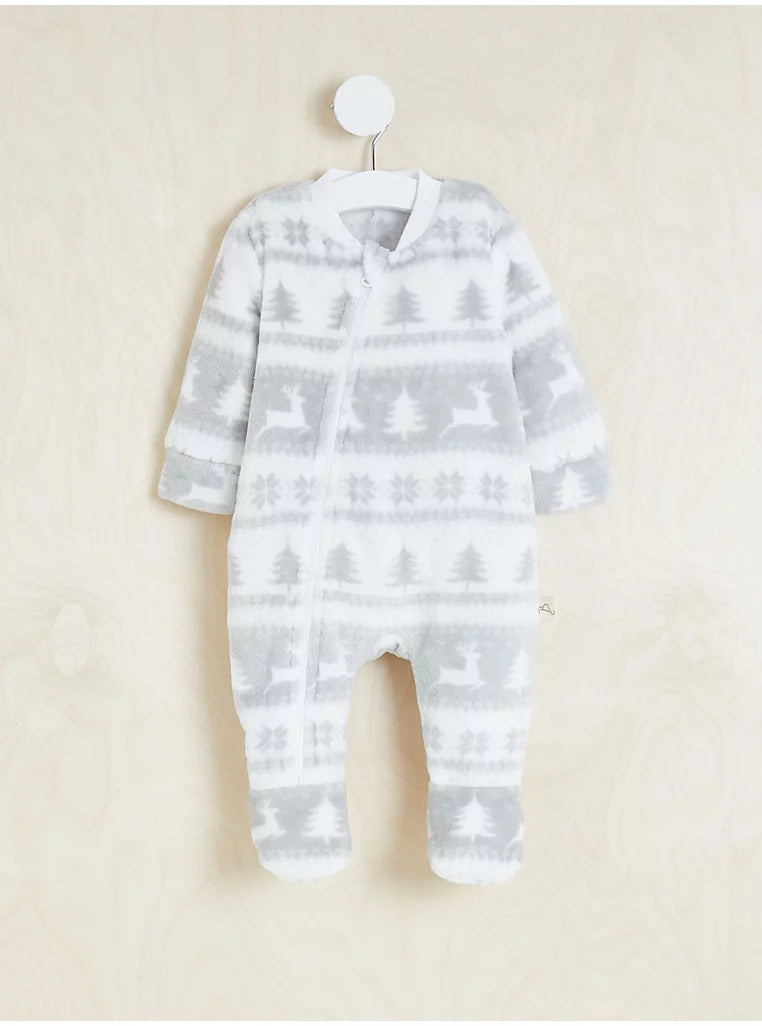 Billie Faiers Grey Fairisle Fleece Sleepsuit (9-12 Months)