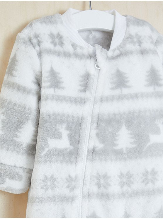 Billie Faiers Grey Fairisle Fleece Sleepsuit (9-12 Months)