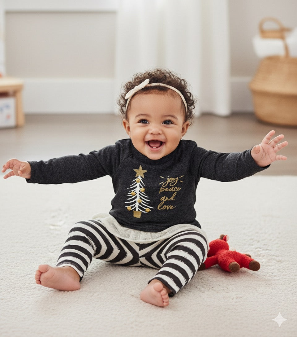 Christmas Baby Girls Set – Joy Peace & Love (2 PCS)