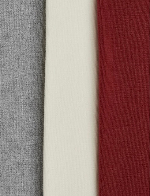 3-Pack Fine-Knit Tights – Red, Cream & Grey