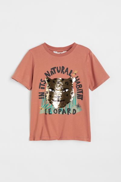 H&M Reversible Sequin Leopard T-Shirt