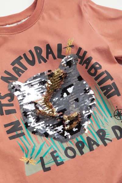 H&M Reversible Sequin Leopard T-Shirt
