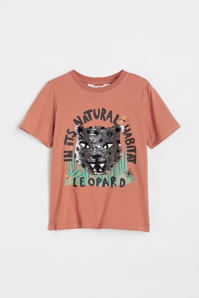 H&M Reversible Sequin Leopard T-Shirt