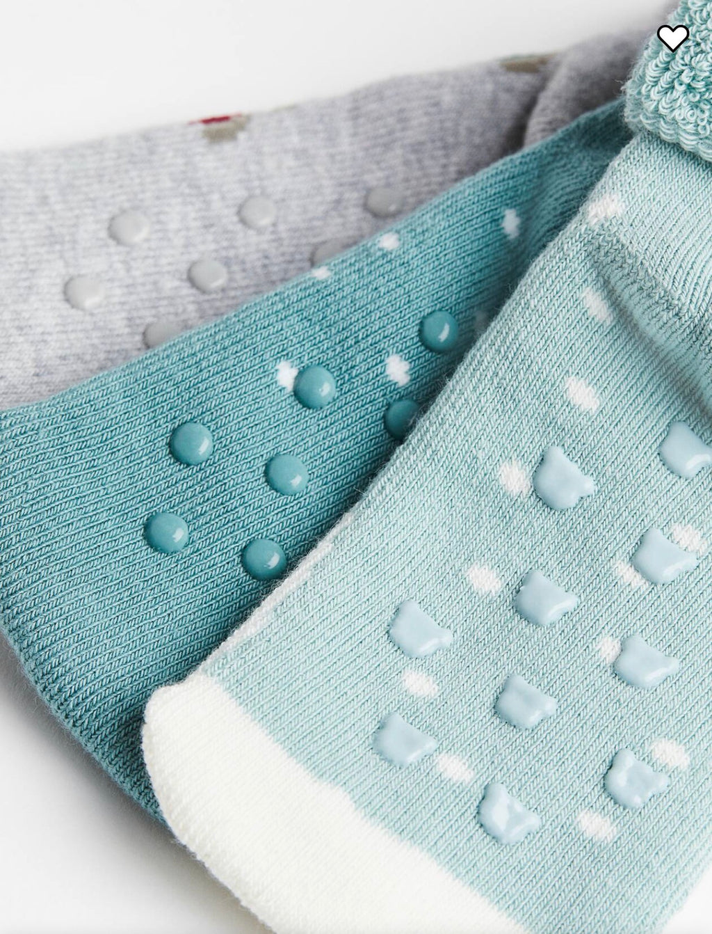 This is a 3-pack of H&M terry socks with a foldover cuff and non-slip protection