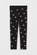 Girls Printed Leggings – Black