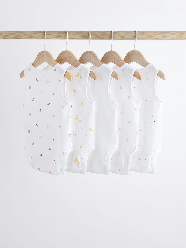 5-Pack Cotton Sleeveless Baby Bodysuits