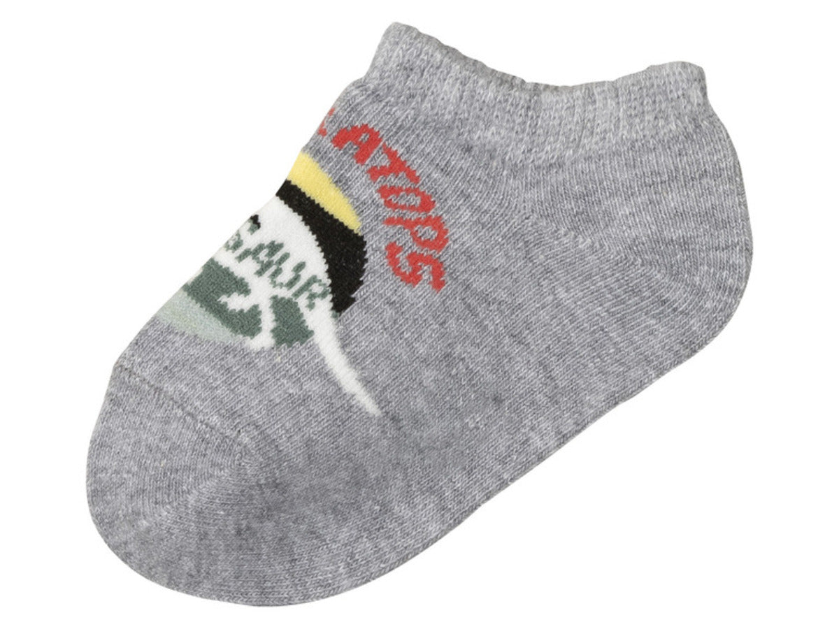 Lupilu Boys Cotton Ankle Socks – 5 Pack | Dino & Tropical Print