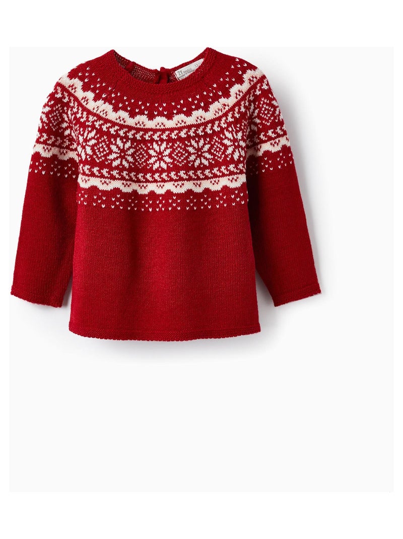 ZY Baby Red Fair Isle Christmas Knit Sweater