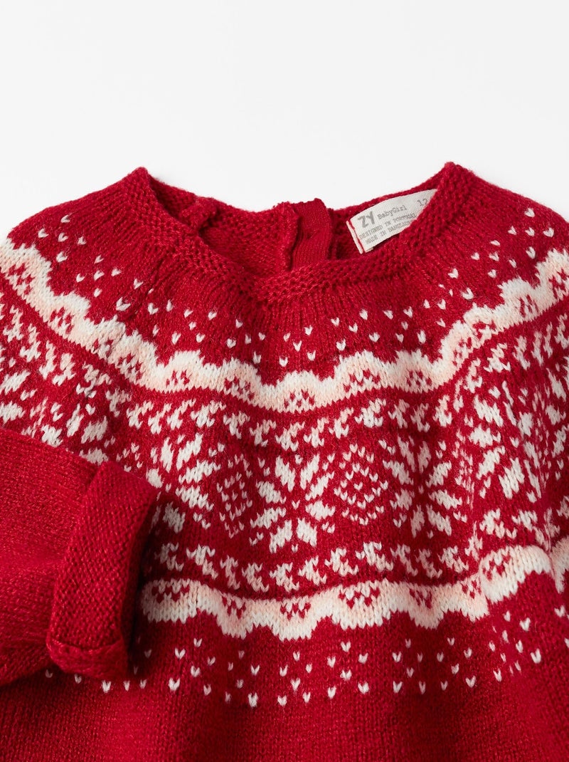 ZY Baby Red Fair Isle Christmas Knit Sweater
