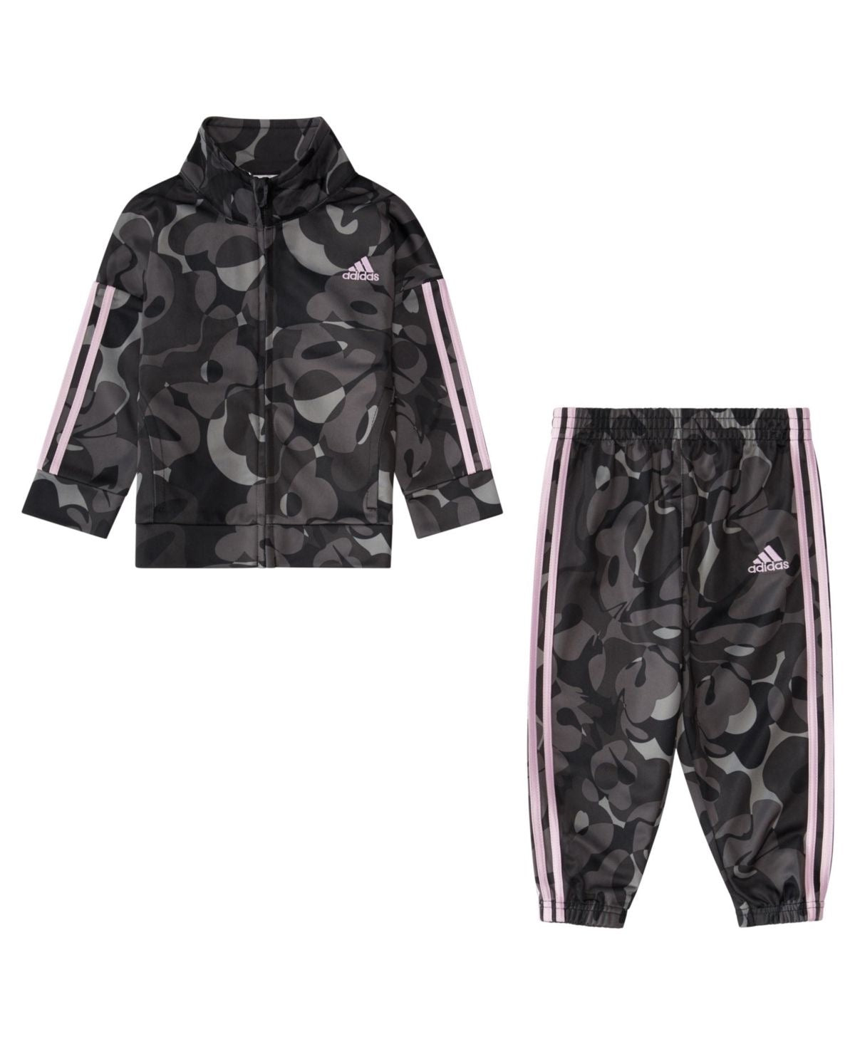 Adidas Printed Tracksuit Set – Black & Pink