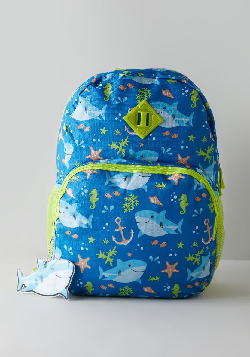 Juniors Shark Print Kids Backpack Set – Blue