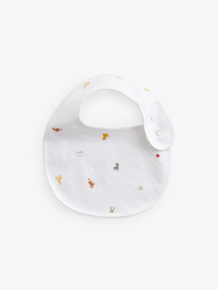 White Animal Baby Bibs – 3 Pack (Cotton)