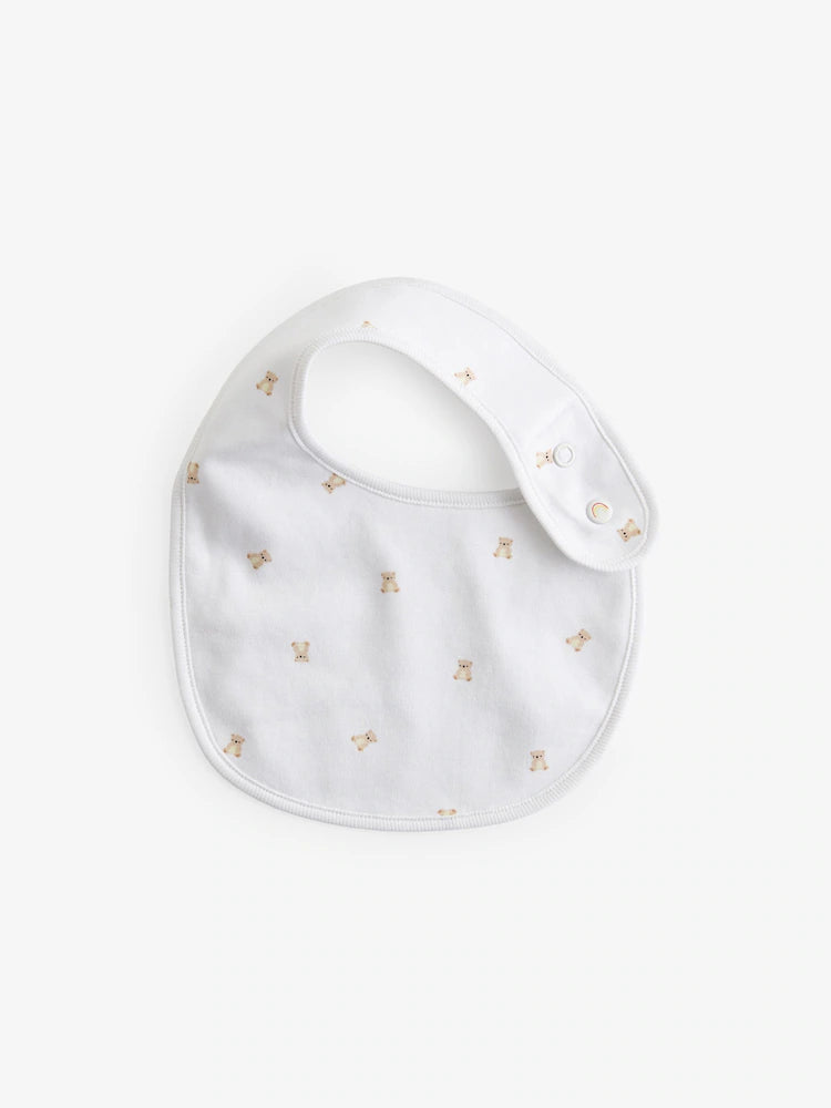 White Animal Baby Bibs – 3 Pack (Cotton)