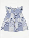 Blue Patchwork Floral Dress – George