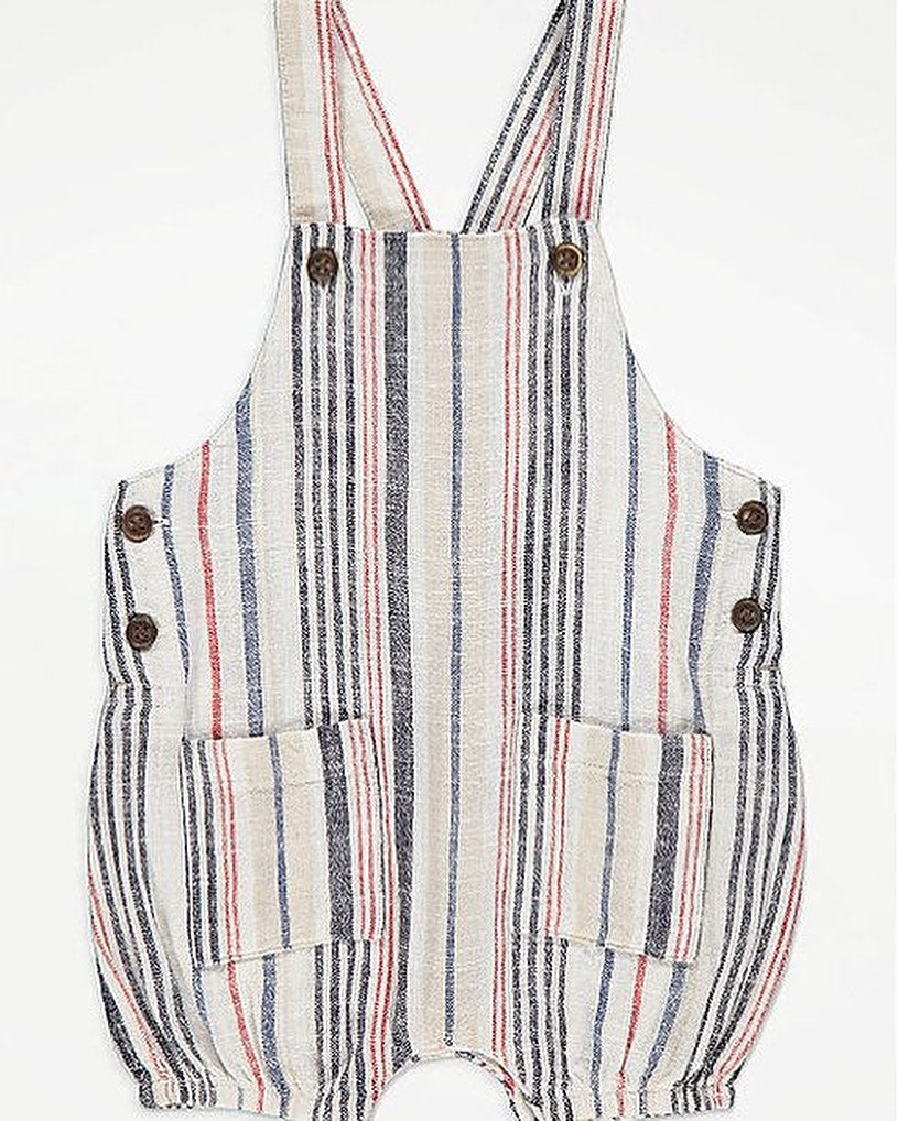 Baby Linen Stripe Dungarees