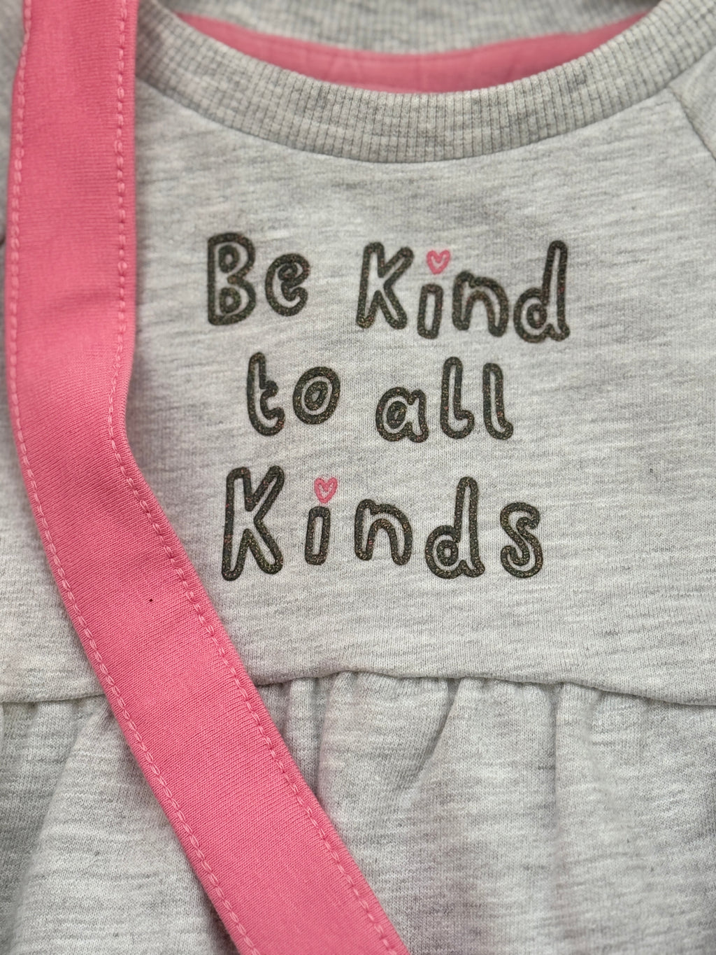 Girls Dress & Leggings Set with Mini Bag – Grey & Pink