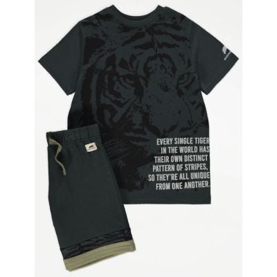George Kids Tiger Print T-Shirt & Shorts Set