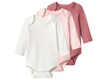 Lupilu 3-pack bodysuits in cream, light pink and dusty rose