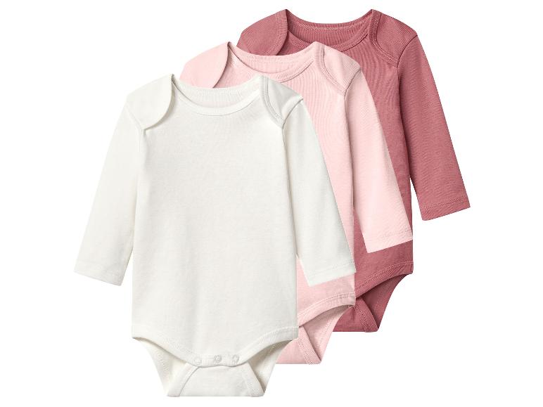 Lupilu 3-pack bodysuits in cream, light pink and dusty rose
