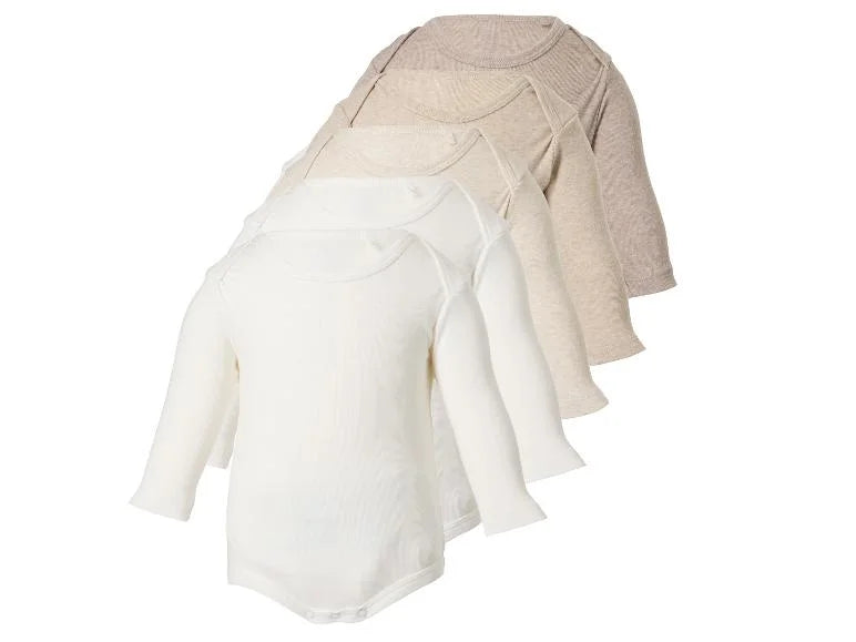 Lupilu neutral long-sleeve baby bodysuit set