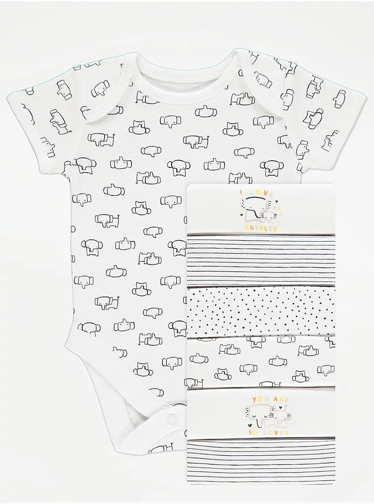 6-Pack Baby Bodysuits – Elephant Collection