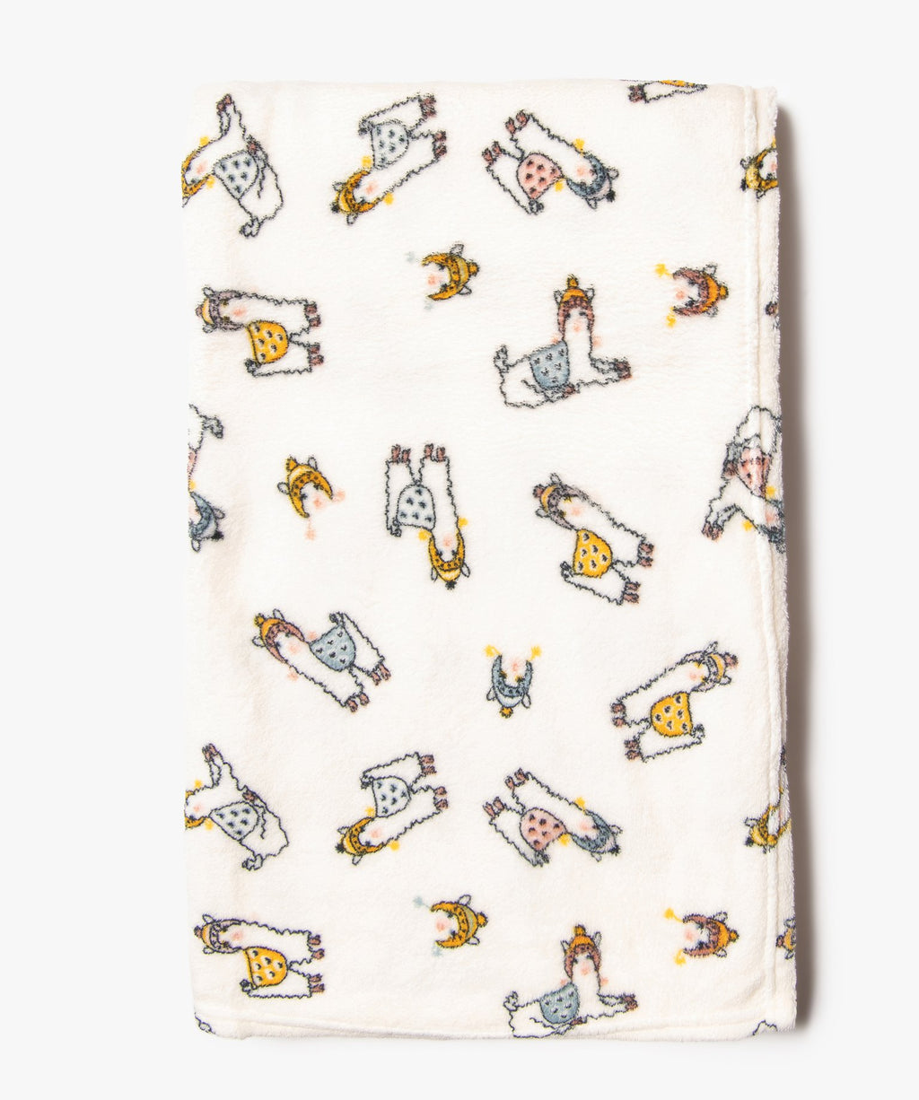 Cream llama print blanket